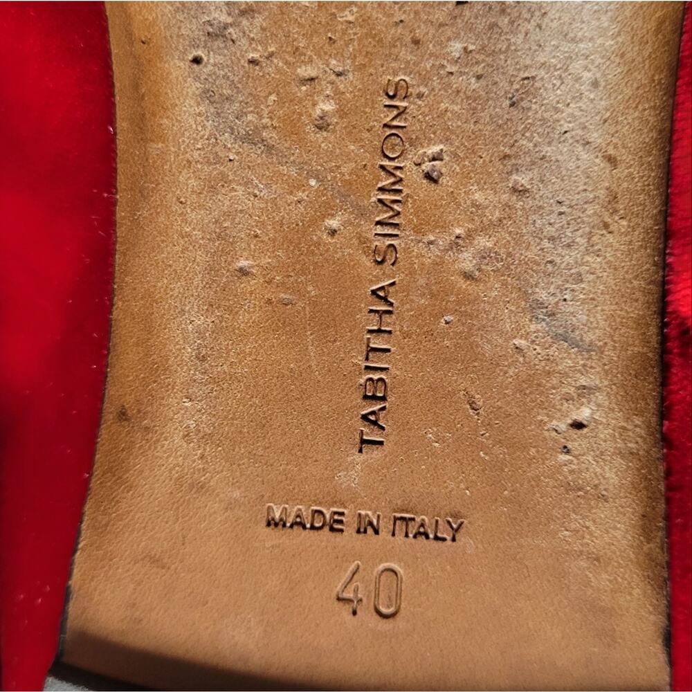 Tabitha Simmons Red Velvet Flats - Picture 9 of 13